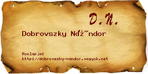 Dobrovszky Nándor névjegykártya